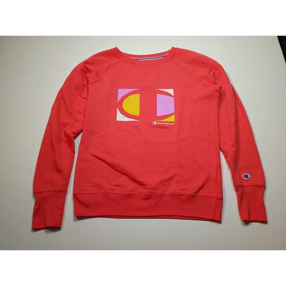 Champion Tops - Champion Crewneck Sweatshirt Coral/Orange - Size Small